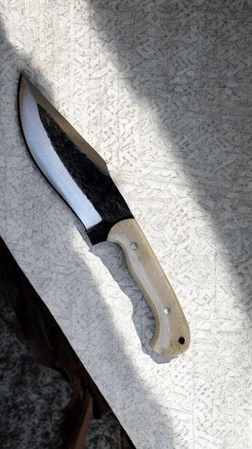 EDC Personalizado Hecho a Mano 1084 Acero Caza Camping Cuchillo Hueso Camal Funda Cuero Foto 3 de 4