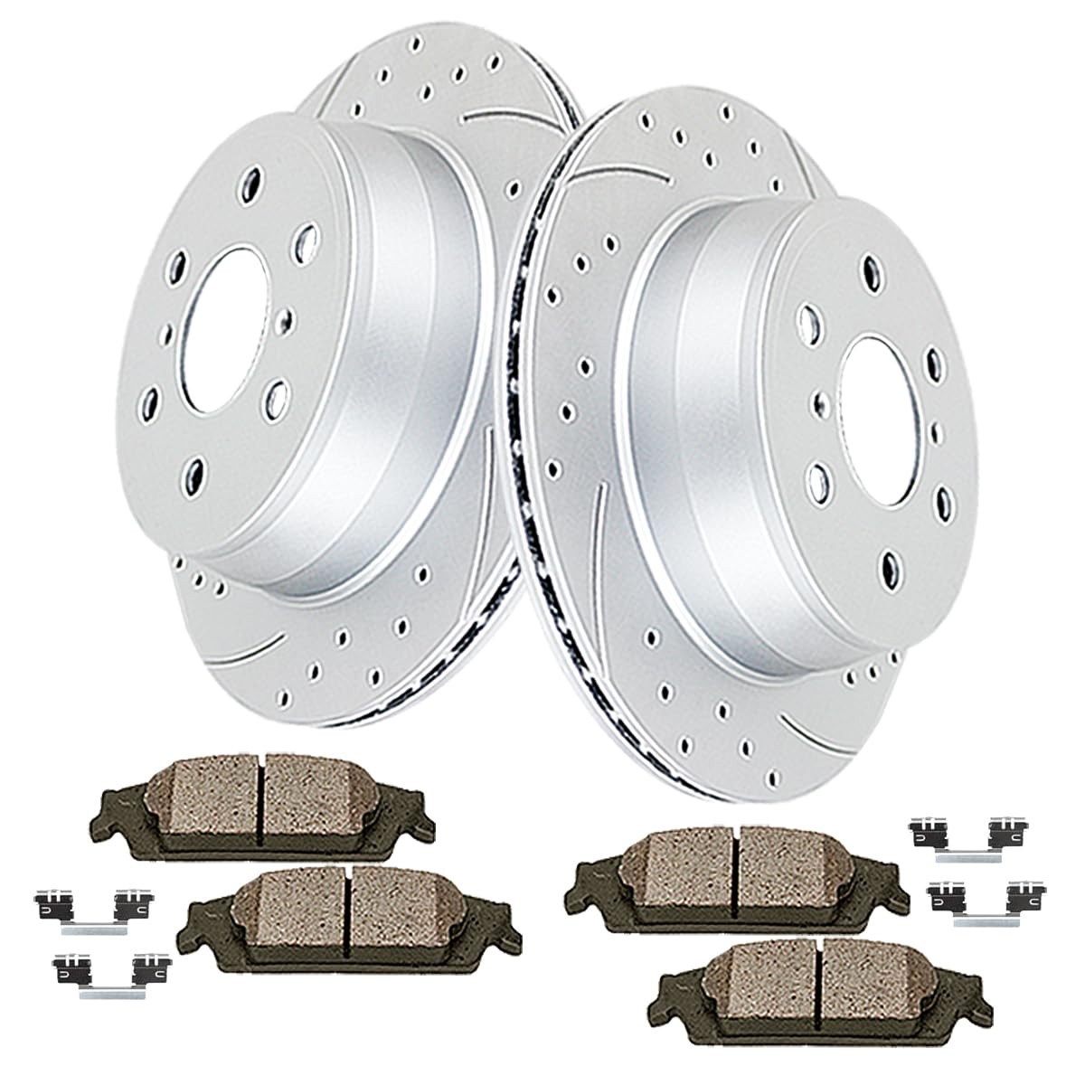 Rear Brake Kit Drilled Slotted Rotors Ceramic Pads for Cadillac Chevrolet GMC