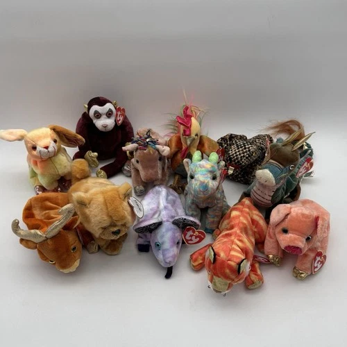 TY Beanie Babies ZODIAC Set 2000 Complete 12 Plush Chinese New Year VTG New MWMT