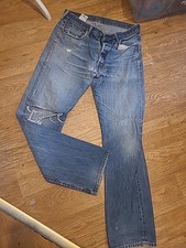 Mens Levi 501 Size 34x34 Ripped Denim Jeans