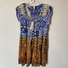Raga Makiki Boho V-Neck Mini Dress / Top Size M Vacation Summer