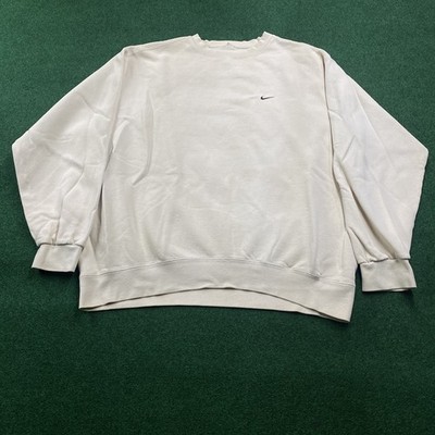 Vintage Nike Sweatshirt Mens XL Cream White 90S Embroidered Swoosh Check Sweater