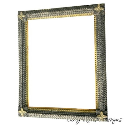antique tramp art frame chip carved multi layer two color 1890 
