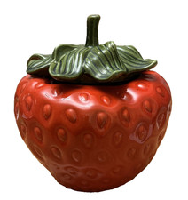 Strawberry Cookie Jar By Metlox Potteries Poppy Trail Large 8” tall NEW