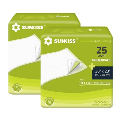 SUNKISS TrustPlus 36'' x 23'' Disposable Bed Pads for Adults and Kids, Super Ab...