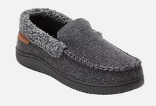 Dearfoams Mens Microsuede Moccasin Slippers with Memory Foam Insole