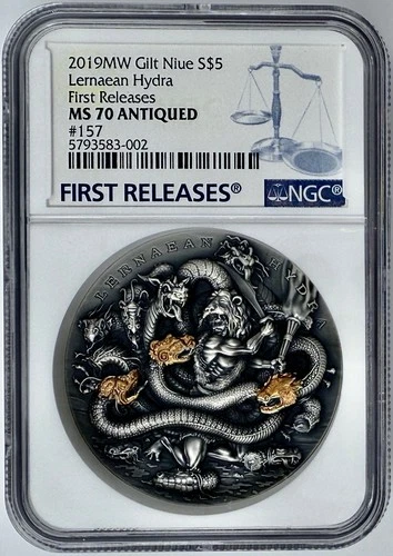 2019 Niue Lernaean Hydra 12 Labours of Hercules 2 Oz Silver Coin NGC PF70UCAM FR