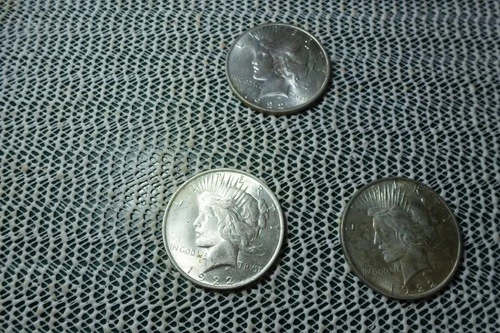 Silver Dollars - Peace Design - Lot of 3 coins   GOOD DETAIL