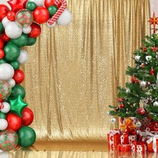 6x8ft Gold Sequin Photography Backdrop Curtain Glitter Wedding Party Decor