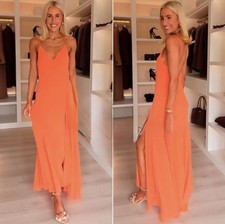ZARA NWT $129 WOMAN SS25 STRAPPY GEORGETTE DRESS ORANGE | 4786/504
