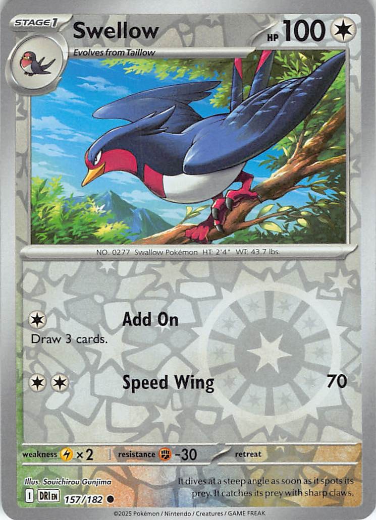 Swellow 157/182 Destined Rivals Reverse Holofoil