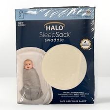 HALO Sleepsack Swaddle 100 Cotton 3-Way Adjustable 1.5 Cream Newborn 0-3 Months