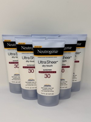 6 ~ Neutrogena Ultra Sheer Dry Touch SPF 30 Sunscreen Lotion ~ 5 FL OZ Each