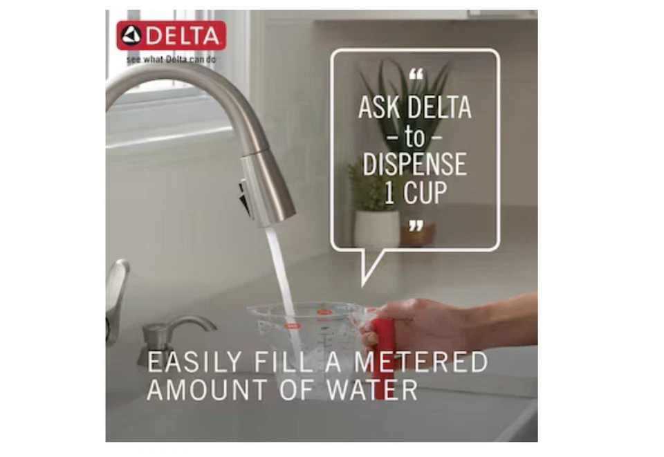 Delta Leland VoiceIQ Arctic acero inoxidable mango único montaje en cubierta activado por voz Foto 2 de 4