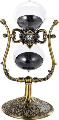 Vintage 60 Minute Hourglass, Large Brass Engraved Rotating Sand Clock Stand, Uni