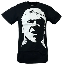 Vince McMahon White Face Profile Mens Black T-shirt