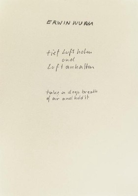 Erwin Wurm: Take a deep breath of air and hold it / Tieft Luft holen und Luft an
