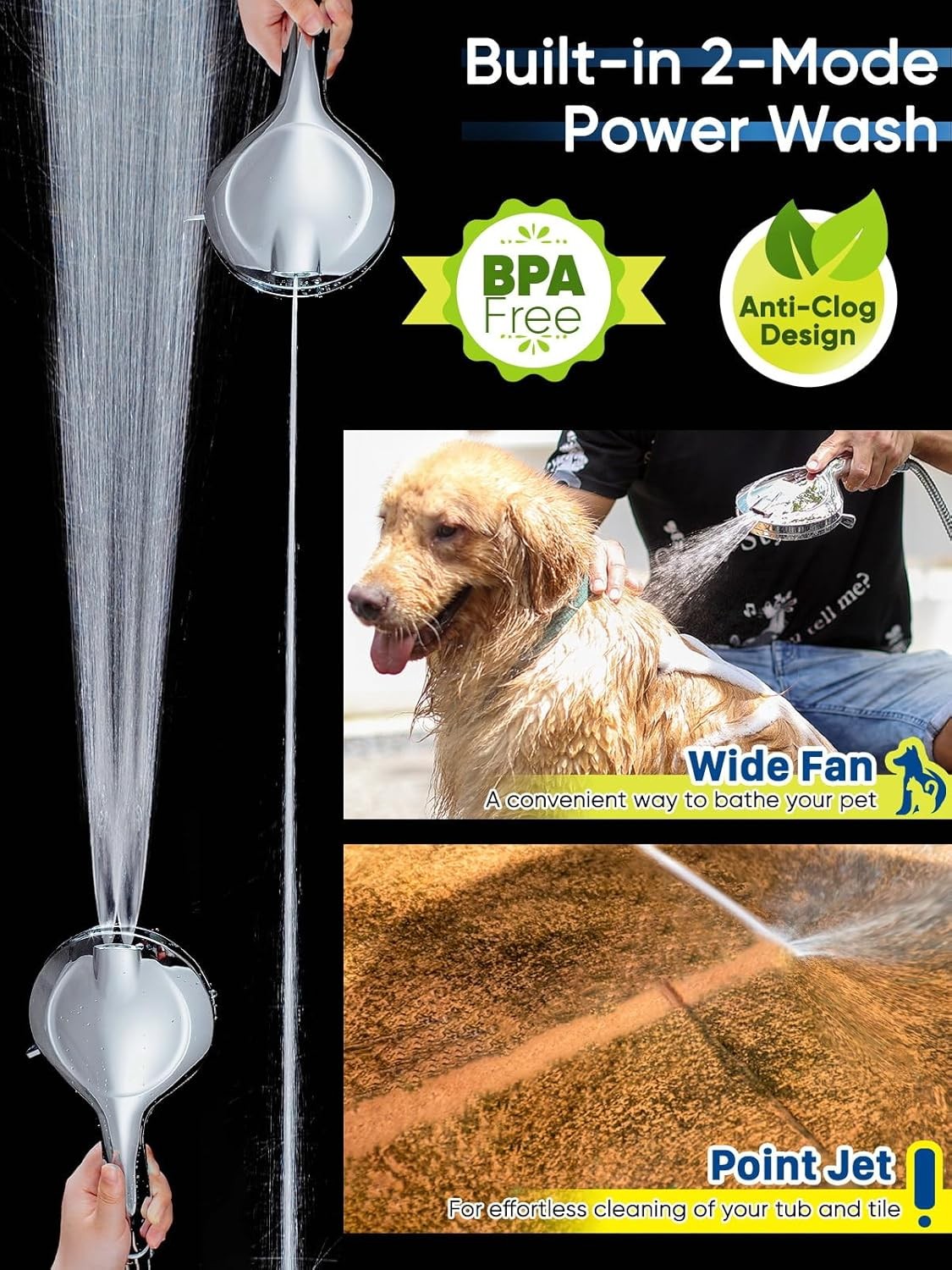 High Pressure Shower Head with Handheld 10 Spray Modes Magnetic Shower Head US⭐