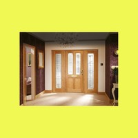 External Oak Dowelled Triple Glazed Bevelled Side Light With Black Caming External Oak Dowelled Triple Glazed Bevelled Side Light With Black Caming