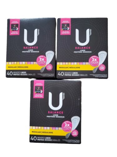 3x U By Kotex Liners Balance Regular individual wrapped 40 ct Lot Boxes Periods