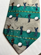 Vintage Golf Tie Appointed Apparel Hole In One Green Tan Excellent ⛳️
