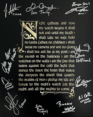 11 Multi Cast Signed Game Of Thrones Nights Watch Oath 16x20