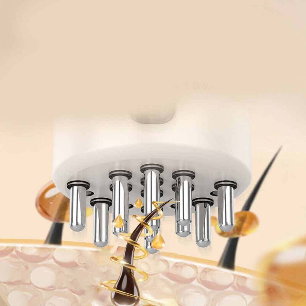 Electric Scalp Massager Comb Hair Oil Red Light USB Metallic Brush