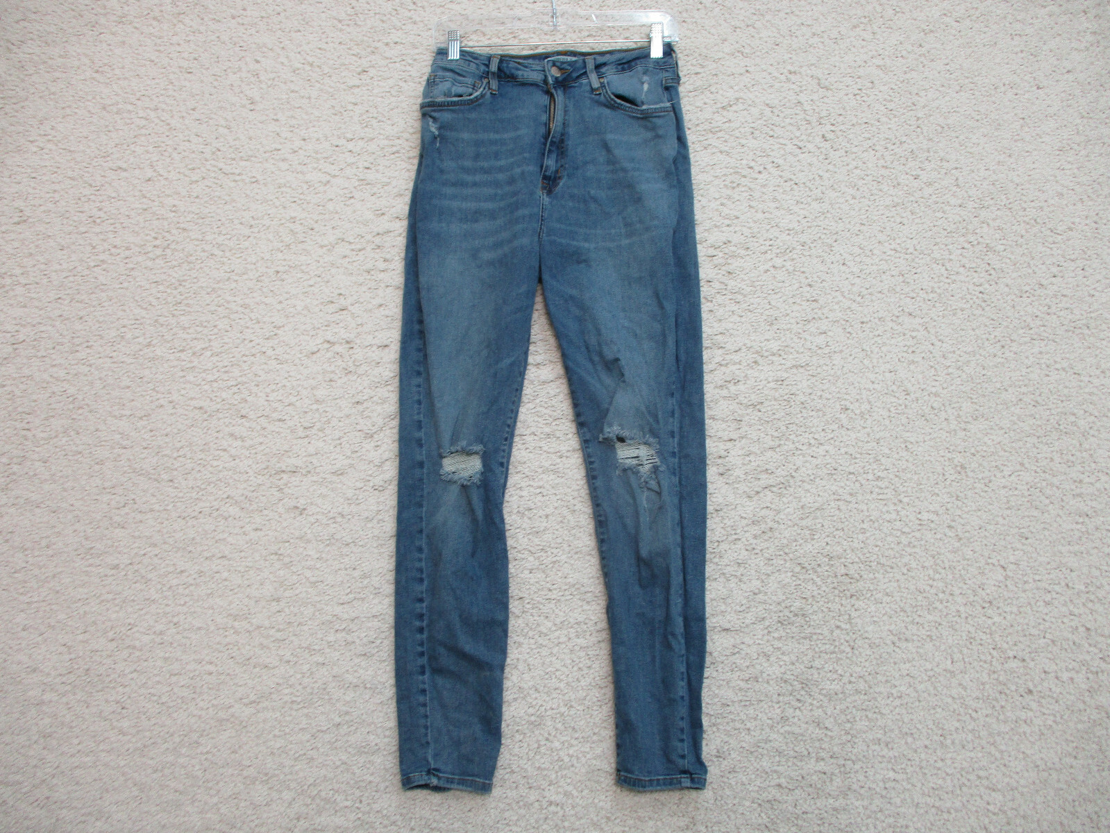 Forever 21 Jeans 30 Womens Blue Denim Skinny Leg Stretch Mid Rise Distressed L5