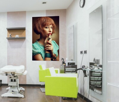 3D Short Hair O172 Salon Barber Shop Wall Stickers Vinyl Wallpaper Murals Fay