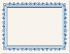 Elite Blue  White Parchment Certificate Papers - Pack of Set of 25 Blue-white