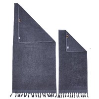 Done 3-Teiliges Handtuch-Set Provence Honeycomb Anthrazit Frottee Mit Fransen