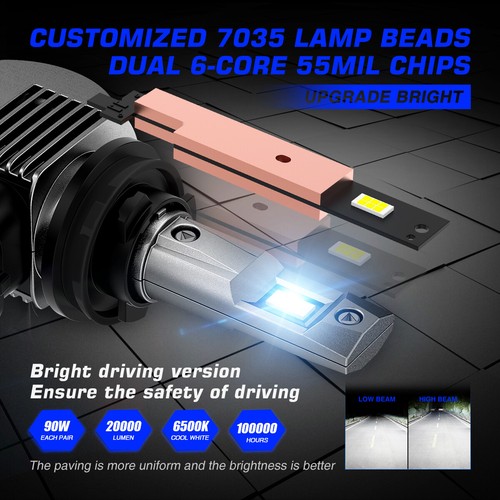 NOVSIGHT H7 LED Headlight Bulbs 20000LM High/Low Beam 6500K White Super Bright - Picture 3 of 12