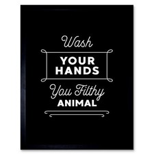 Funny Bathroom Wash Your Hands Filthy Animal Toilet Framed Wall Art Print 12x16
