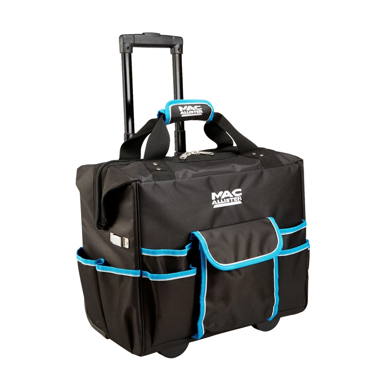 New Heavy duty mobile rolling tool bag on wheels with pockets case storage
