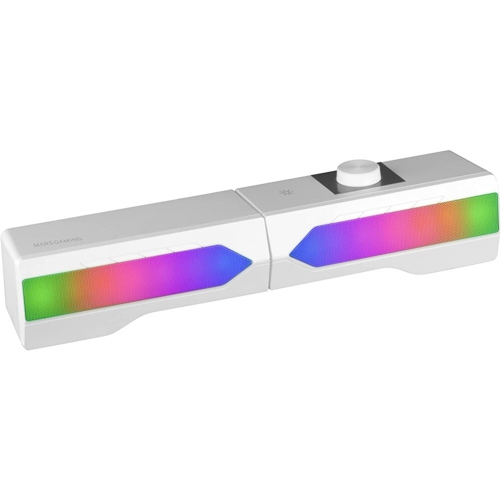 Mars Gaming MSDUOW Soundbar + Altoparlanti Gaming 2.0, RGB Mesh,15W - Bianco