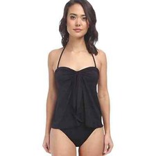 LAUREN RALPH LAUREN Swimsuit 16W Black Tummy Control Flyaway One Piece Swim Suit
