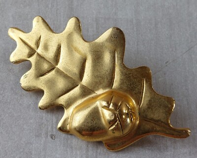 Grande broche vintage en forme de feuille dorée HAR du milieu du siècle - France