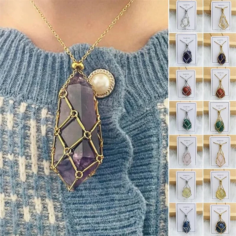 Pendant Necklaces INTERCHANGEABLE CRYSTAL NECKLACE Gold Plated Holder Cage  For Women Jewelry &Amp; Accessories Gift From 10,69 € | DHgate