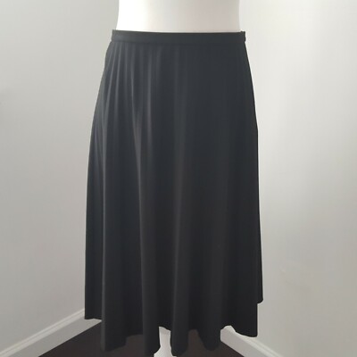 Talbots Stretch Size 12 Pleated Skirt Black A-Line Flare Side Zip