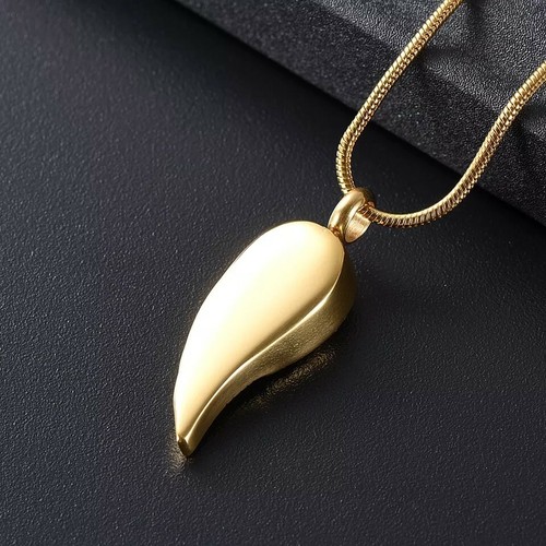 Gold Angel Wing Keepsake Jewellery Cremation Memorial Urn Pendant Ashes Necklace - Picture 2 of 6