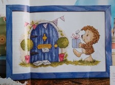 Hedgehog Festivity Cross-stitch PATTERN ONLY, Carefully removed from a magazine