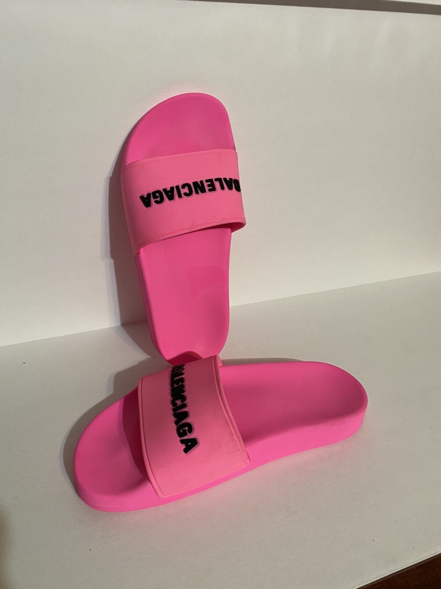 Balenciaga Pool Slides Sandals in Fluo Pink Women's US Size 6 /Eur