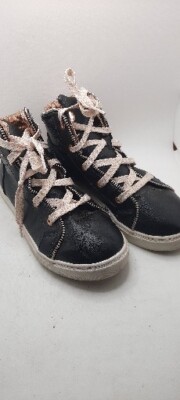 Wonder Nation Black Gold Rhinestone High Top Tennis Shoes Sneakers