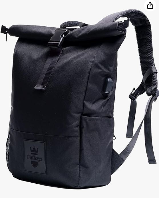Mochila Outbags Rolltop con cargador USB, compartimento para portátil y bolsillo