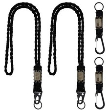 2 Pack Heavy Duty Paracord Lanyard Keychain Necklace Whistles Braided Strap