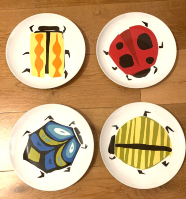 Kiste & Fass Jane Dixon Käfer/Marienkäfer 10,5 Zoll Essteller x 4 bunt neu