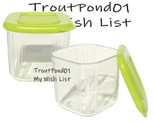 Tupperware Clear Mates Acrylic Square Stacking Fridge Containers 7 oz Green