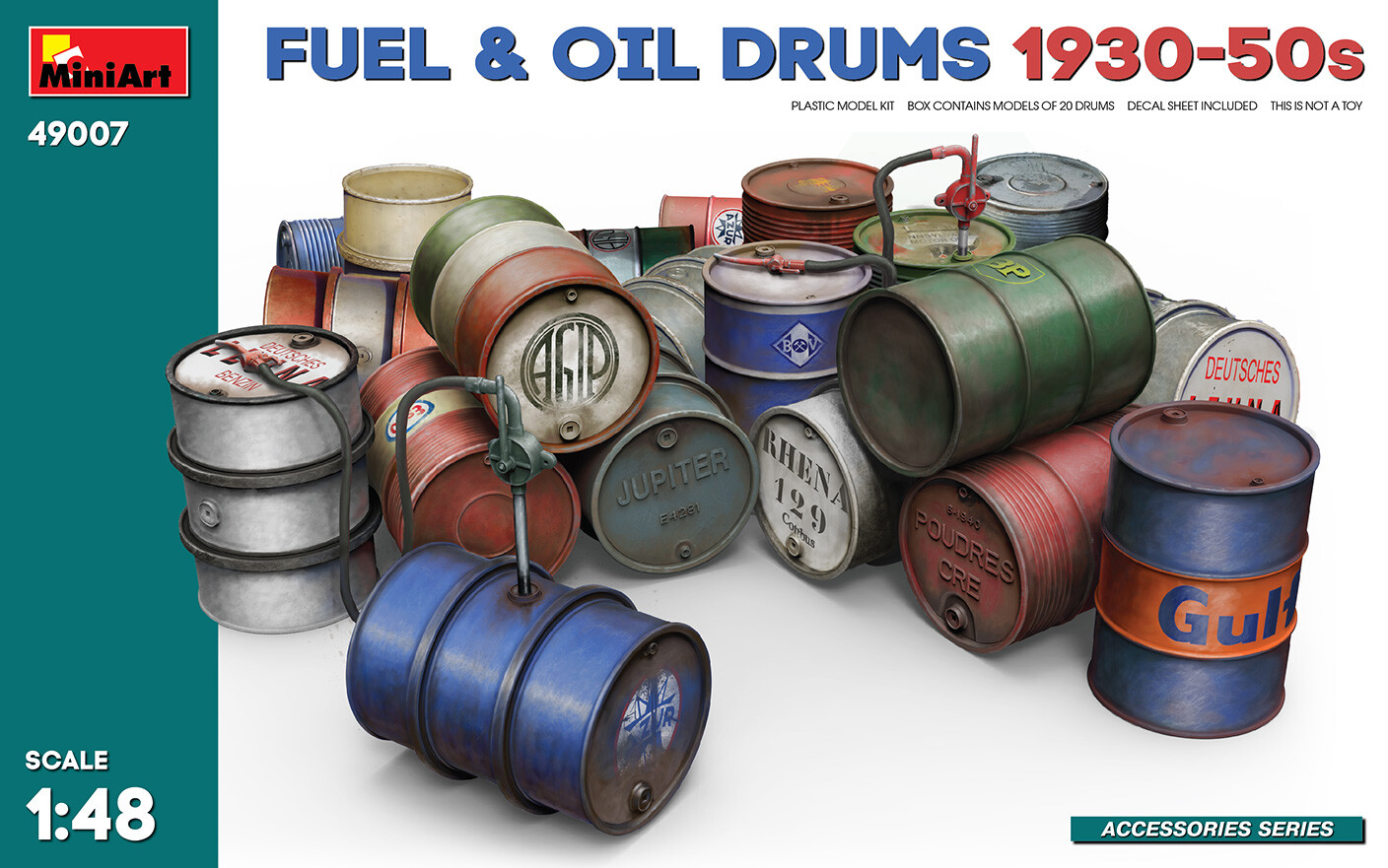 Fuel & Oil Drums 1930-50s 1:48 Plastic Model Kit MINIART