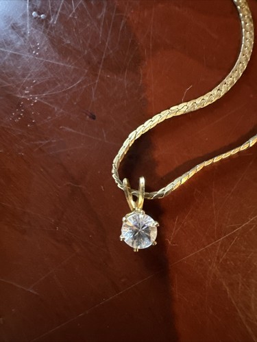 VTG Napier Goldtone Necklace Rhinestone Pendant - Picture 3 of 7