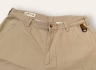 Orvis Pants Mens SZ 34 Tan Khaki Flat Front Leather Trim Straight Leg Trousers